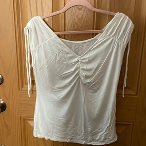 Women's white a•n•d Stretch v-neck tank tops
